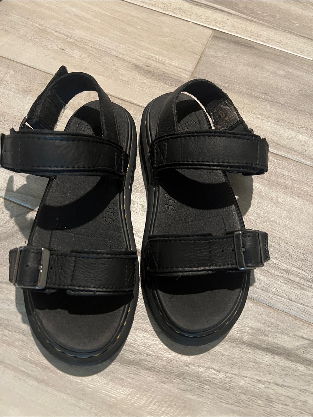 Dr. Martens Black Kids Double-Strap Velcro & Buckle Sandals